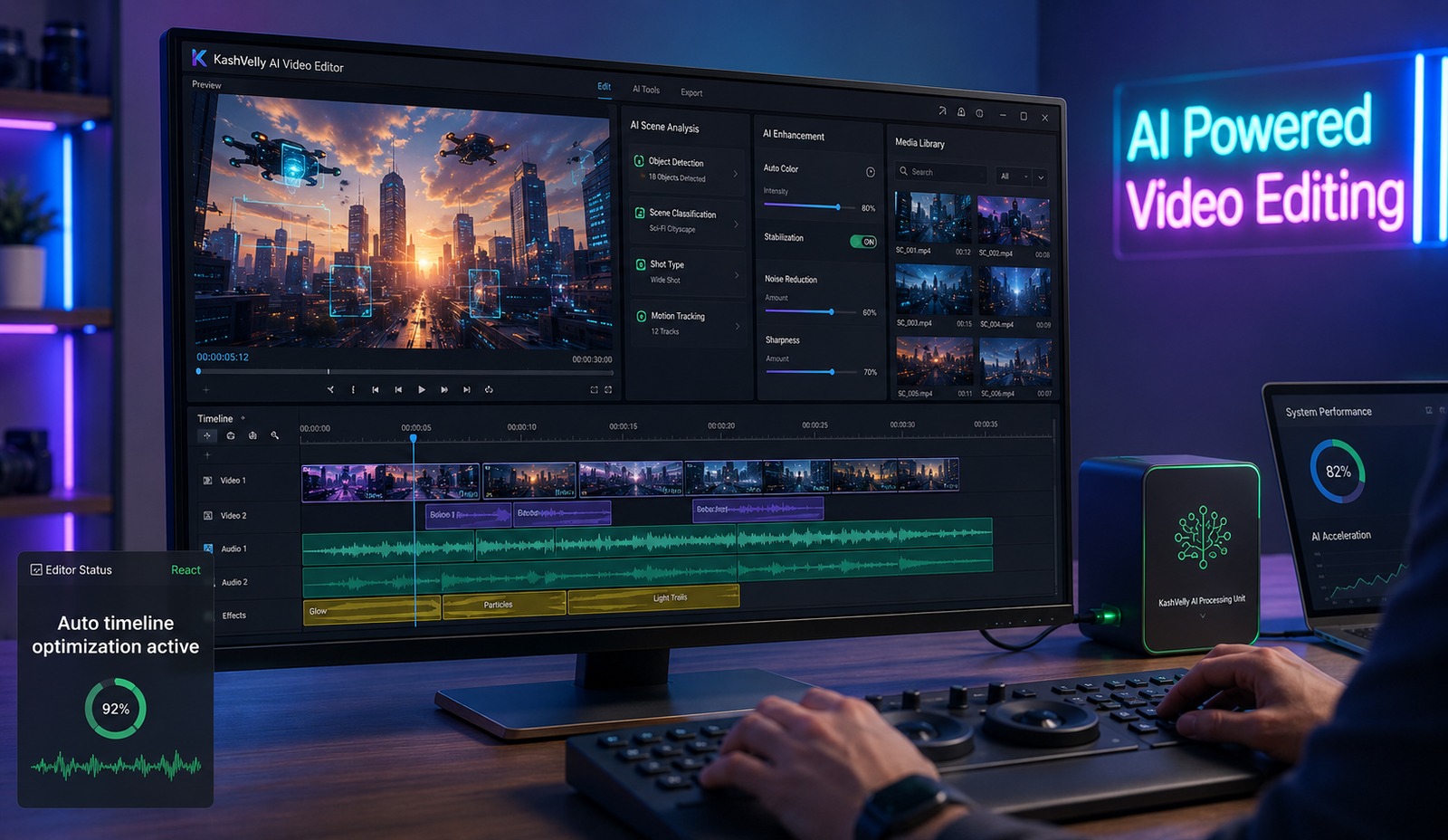 AI video editing interface